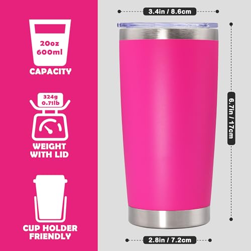 20oz Tumbler Stainless Steel Tumbler Coffee Tumbler with Lid Hot Pink (Hot Pink)