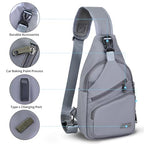 Crossbody Sling Bag Men Women (Leather Grey / Large)