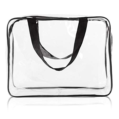 6Pcs Crystal Clear PVC Travel Toiletry Bag Kit for Women Men (6pcs Black / 1 Large, 2 Medium, 3 Small)