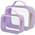 Clear Makeup Bag Travel (01-2 Purple / Fashion/Texture Series (1 Large 1 Medium))
