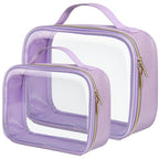 Clear Makeup Bag Travel (01-2 Purple / Fashion/Texture Series (1 Large 1 Medium))