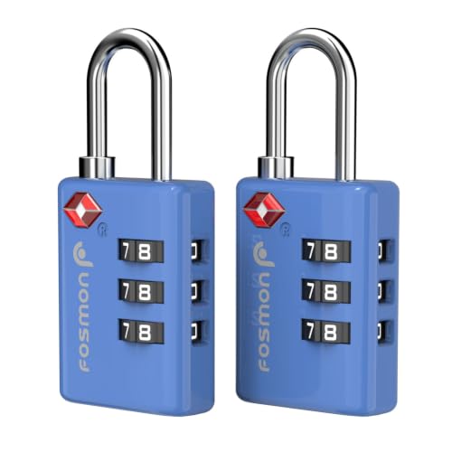 TSA Approved Locks for Luggage. Suitcase Locks with Open Alert Indicator (3 Digit Blue 2 Pack)