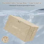 Fabric Storage Bins with Zipper Lids (Beige / Small (Pack of 3))