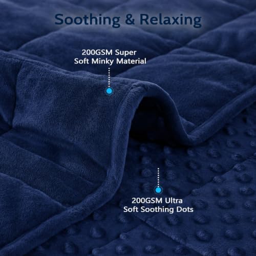 Weighted Blanket 48"x72" 20lbs Navy Thick Warm Twin Minky Heavy Blanket (23-oceana / 48" x 72" | 20lbs)