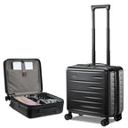 Expandable 16 Inch Carry On Luggage Airline Approved Small Suitcase (Black / 16 Inch EXT)