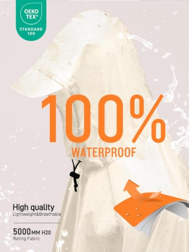 Adult Rain Poncho Waterproof Hooded Raincoat Lightweight Packable (One Size / White Ghost 1 Pack)