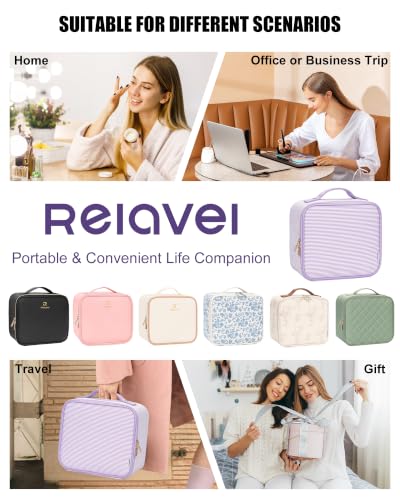 Travel Makeup Bag with LED Mirror for Girls (Purple / 1-Small)