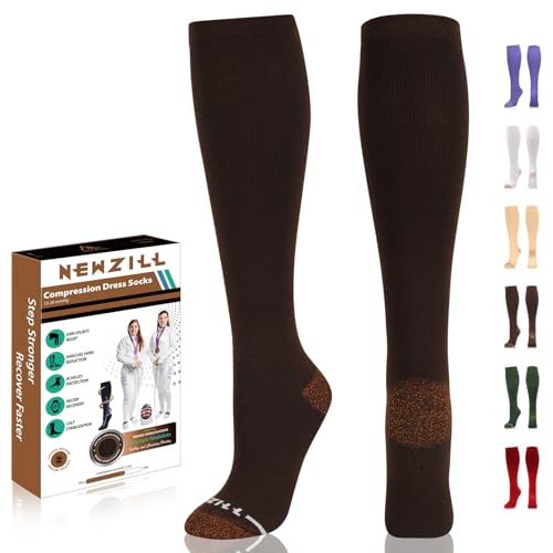 Copper Compression Dress Socks for Women & Men (XX-Large / Brown)
