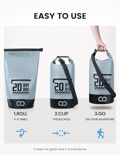 Dry Bag Waterproof Backpack with Phone Pouch 5L (Blueish Gray / 20L)