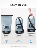 Dry Bag Waterproof Backpack with Phone Pouch 5L (Blueish Gray / 20L)