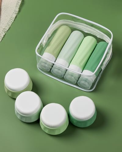 Travel Size Toiletries 8 Pack (3oz bottle 3oz jar / Water Green)