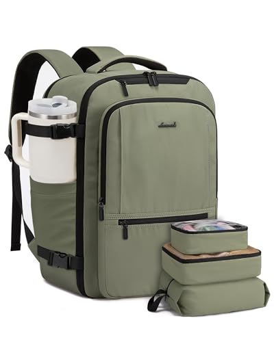 Travel Backpack for Women & Men (Green / 18 Inch - 4 Pcs)