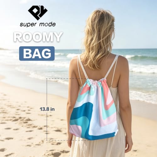 Beach Towel Backpack (1 Pack- Pink Blue / 75”x 35”)