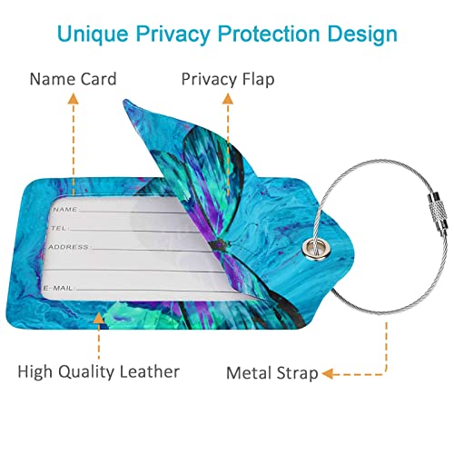 2 Pack Luggage Tag for Suitacase (Blue Butterfly)
