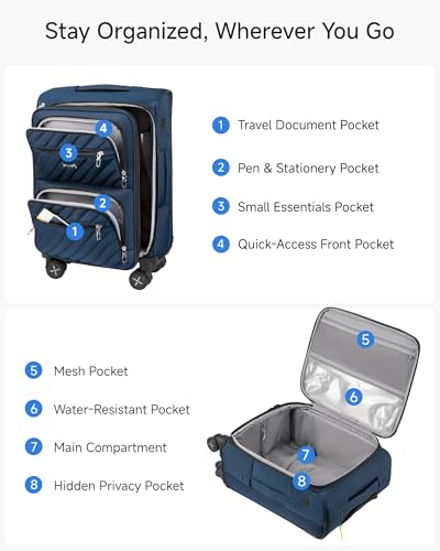 Expandable Softside Carry On Suitcase (Blue Black / Carry-on 20 inch)