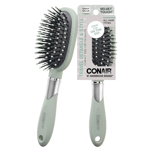 Velvet Touch oval cushion hair brush (Sage Green / 1 Count (Pack of 1))
