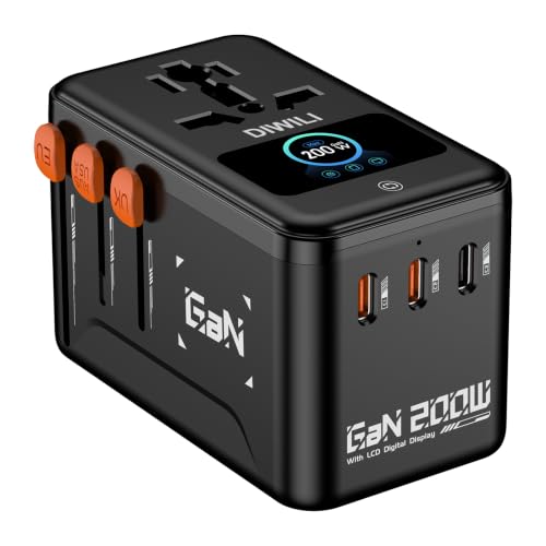 200W GaN Universal Travel Adapter with Smart Display for EU (Black)