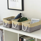 Storage Baskets for Organizing (Gold&Grey / 6PCS/Small -11.8Lx7.9Wx5.2H)