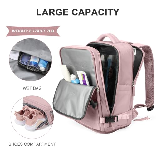 Travel Backpack For Women Men (25l / Pink Purple)