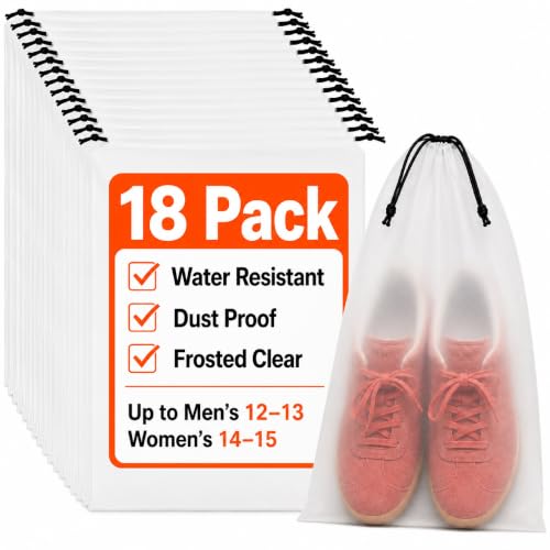 18 Pack Clear Shoe Bags for Travel Essentials Reusable Storage