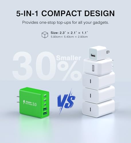 2 Pack 60W USB C Fast Charger Block (Green)