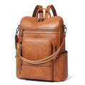 Vegan Leather Laptop Backpack for Women 15.6 inch Work Backpack Fashion Travel Backpack Purse for Business College (Brown02)