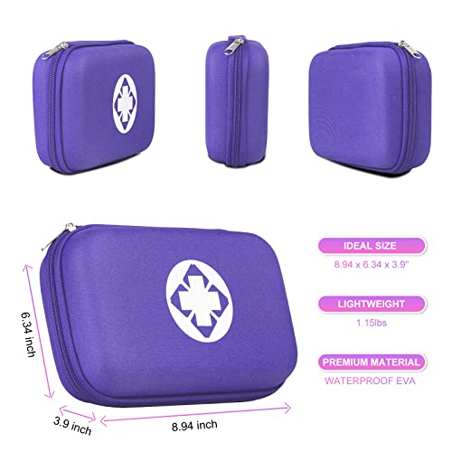 First Aid Kit 276PCS Car Home Camping Essentials Purple Emergency Kit (Purple-276pcs)