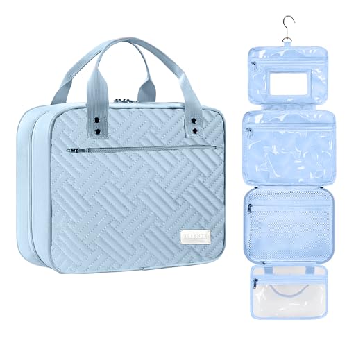 ESSENTE Women's Travel Toiletry Bag with Removable Pouch and Hanging Hook (POWDER BLUE)
