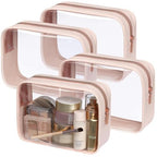 Clear Makeup Bag Travel (4 Pack Beauty Nude Pink / TSA Specialist (4-Pack Medium - Soft))