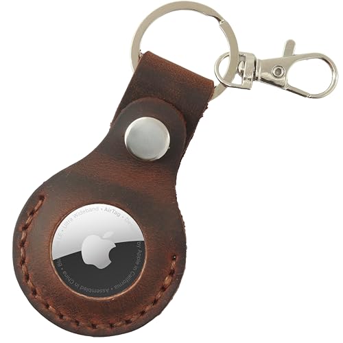 Toprank Leather Keychain Holder Compatible with Apple AirTag (Tan)