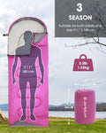 Sleeping Bags for Adults Women Backpacking Lightweight Waterproof (3.3lb Purple)