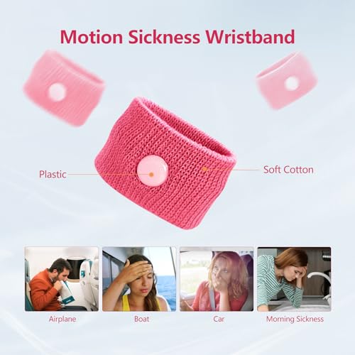 Motion Sickness Wristband (Large, 2 Pairs / Rose Red)
