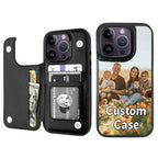 Custom Wallet Phone Case for iPhone 15 Pro with Photo (Black-A / iPhone 15 Pro)