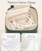 Travel Jewelry Case with Clear 6 Velvet Bags (6PCS-Green)