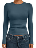 Womens Long Sleeve Shirts Basic Compression Tops Haze Blue S (Small / Haze Blue)