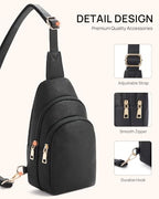 Crossbody Bags for Women Leather Sling Bag for Woman Travel Black (3-black)