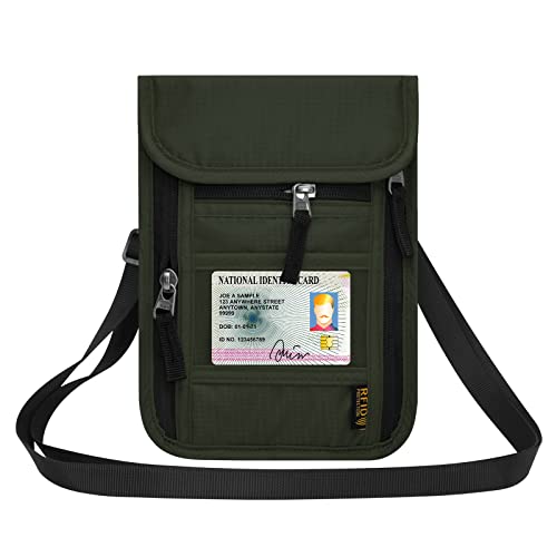Neck Wallet for Travel (Olive Green)