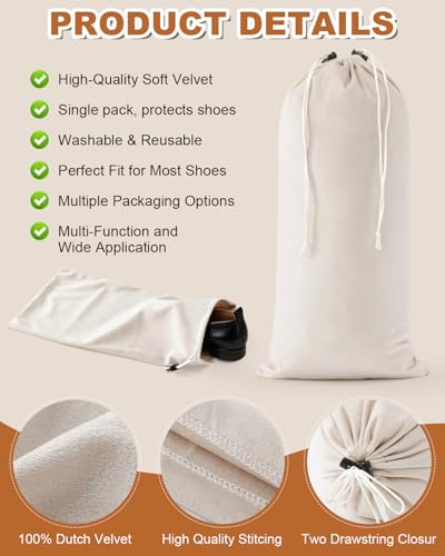 2 Pcs Single Shoe Bags for Travel (Beige / 17.3"x8.6")