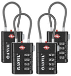TSA Approved Luggage Locks with Search Alert Indicator (Black)