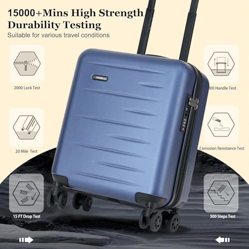 Expandable 16 Inch Underseat Carry On Luggage Airline Approved (Navy Blue / 16 Inch Underseat EXT)