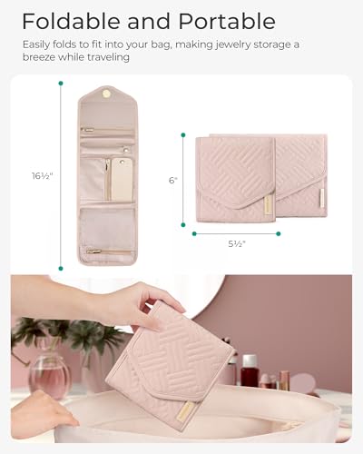 Travel Jewelry Organizer Case Foldable Jewelry Roll (Small / Coffee Brown)