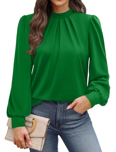 Women's Clothing Fall Outfits for Women 2026 Long Sleeve Shirts Blouses Early Fashion Fall Clothes Christmas Work Office Teacher Outfits Must Haves Green L (06 - Green / Large)