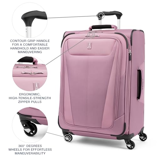 Maxlite 5 Softside Checked Luggage Spinner (Checked-Medium 25-Inch / Orchid Pink Purple)