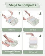 Compression Packing Cubes for Women Kids (AA-Mint Green Checkerboard / 6 Set)