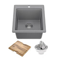 Bellucci 18 inch Granite Workstation Drop In Top Mount Single Bowl Kitchen Sink in Metallic Grey with Accessories (18 Inch / Gray)