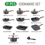 17 Piece Pots and Pans Set (Black / 17-piece)