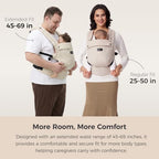 PureHug Baby Carrier (Cotton-Khaki / Extended Fit (45"-69" Waist))