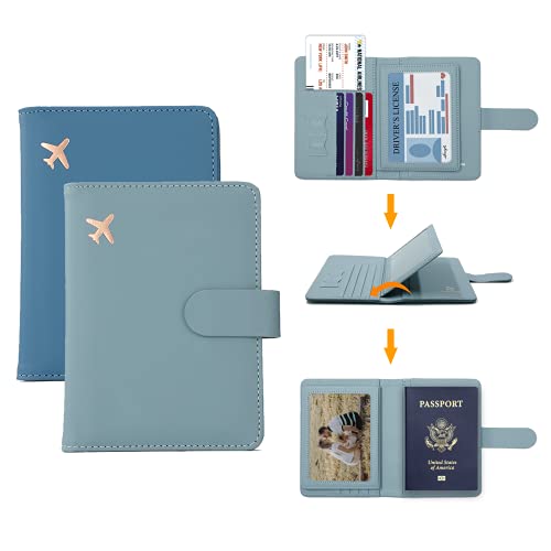 Rfid Passport Holder for Travel women (Blue1Blue2)