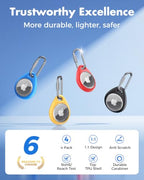 for AirTag Holder Case with Professional Carabiner (Black+Red+Yellow+Blue)