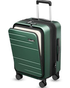 Front Pocket Expandable Carry On Luggage (Green / 20 Inch)